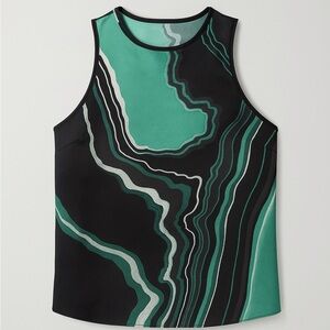 The Kooples Teal and Black Wave Pattern Tank Top Printed Marble